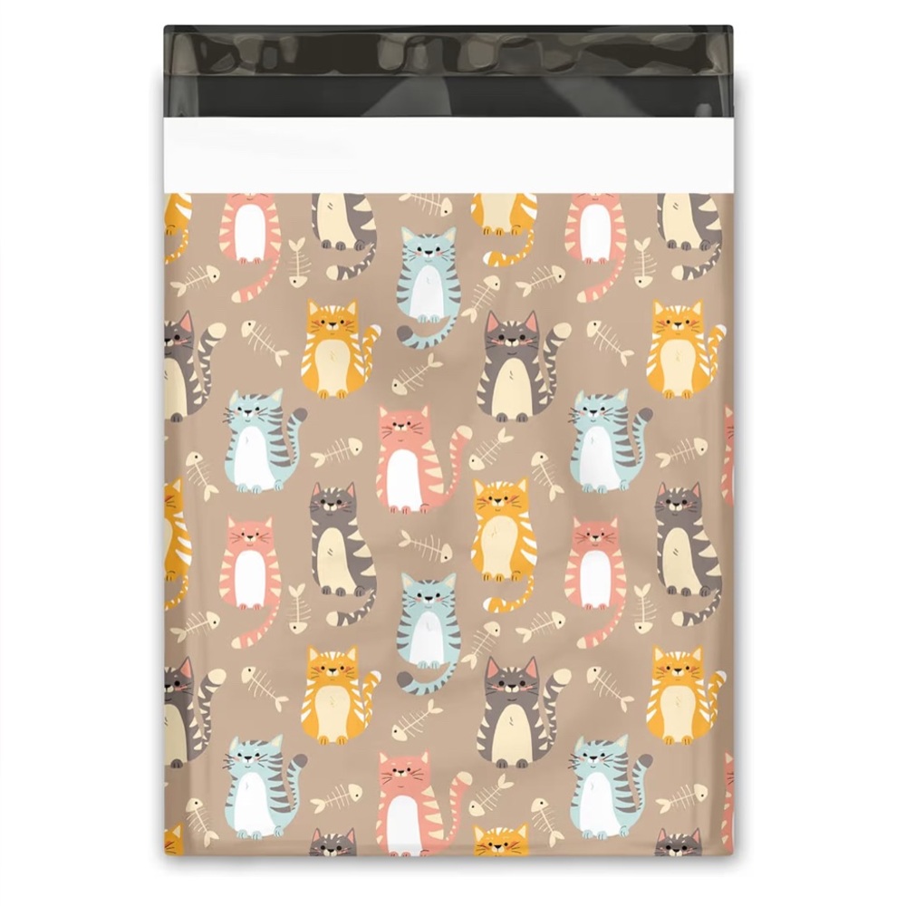 25 Cat Poly Mailers 10” x 13” Shipping Envelopes Premium Printed Bags
